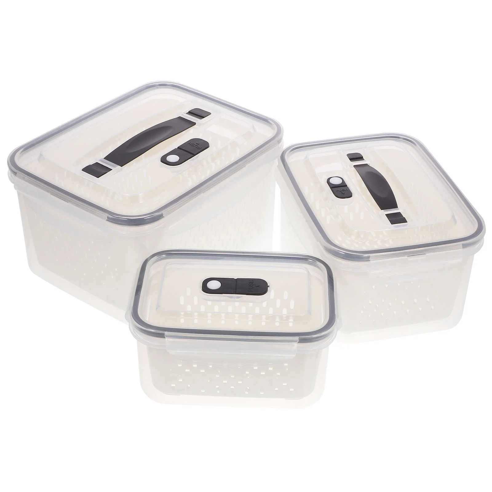 3бр контейнер за храна хладилник произвежда спестител за многократна употреба хладилник организатор пазител кошче с дренажна кошница