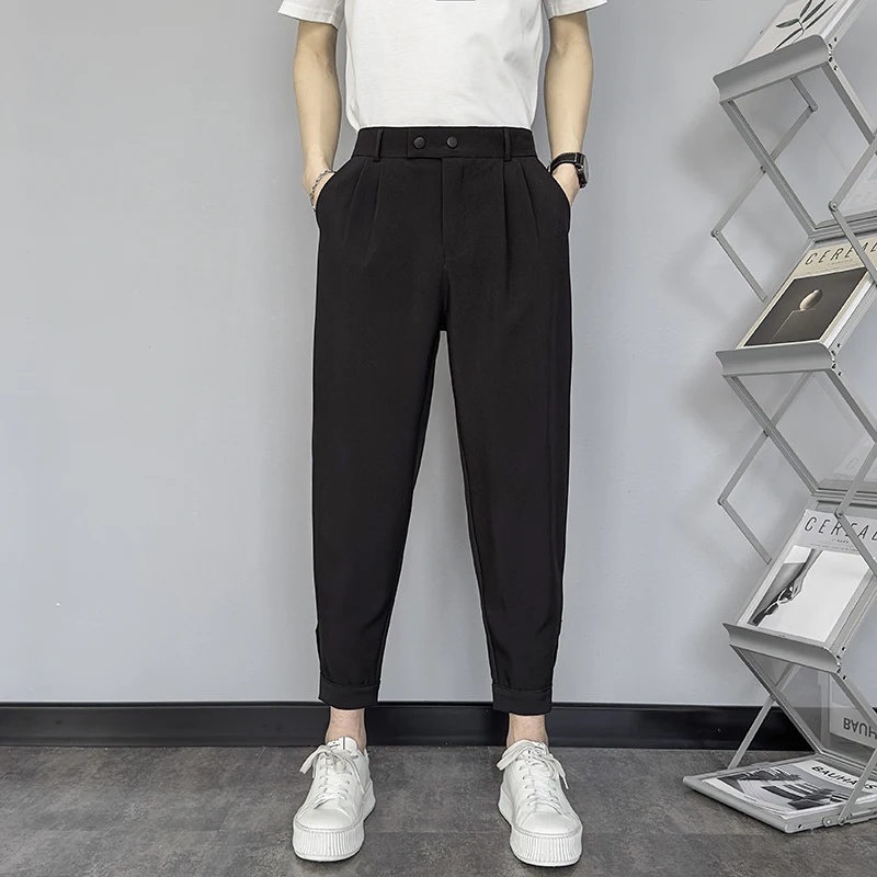 Пролет/Лято Нов мъжки висококачествен моден ежедневен панталон/мъже Горещи продажби Плътен цвят Универсален Каприс корейски модерен Харлан панталони