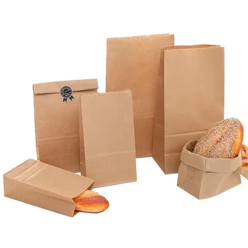 1000Pcs / Lot на едро персонализирани кафяви храни за съхранение на крафт хартиени торби сандвич хот-дог бързо хранене опаковане биоразградими крафт чанти