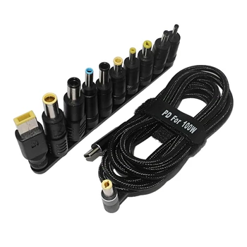 100W тип C конектор за захранващ адаптер за лаптоп Plug USB Type C към универсален кабел за зареждане на жак за зарядно устройство за