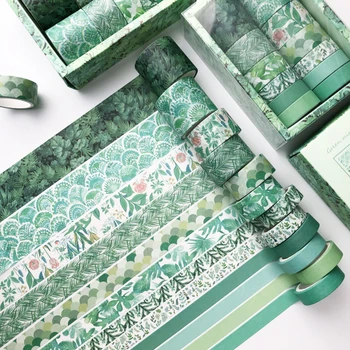 12 бр/комплект зелено растение Washi лента плътен цвят маскиране лента декоративна самозалепваща лента стикер скрапбукинг дневник канцеларски доставка