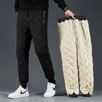 120KG 7XL руно подплата мъжки зимни панталони водоустойчиви топли панталони голям размер тъкани ежедневни панталони момче ветроупорни панталони 1733