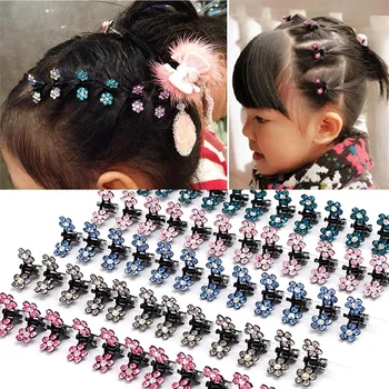 12pcs/Set блясък кристал цветни прекрасни цветя мини без приплъзване метални нокти за коса аксесоари за коса за момичета клипове за коса