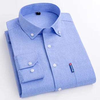 2022 Ризи за мъже Ежедневни дълъг ръкав замърсени мъжки рокля риза бутон яка редовни годни мода свободно време