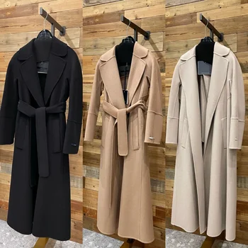 2023 Двулицеви вълнени стоки палто вълна палто женски тънък годни кашмир висок клас палто зимно палто жени вълна