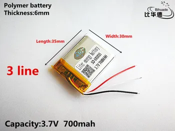 3 линия Добро качество 3.7V, 700mAH, 603035 Полимерна литиево-йонна / литиево-йонна батерия за TOY, POWER BANK, GPS, mp3, mp4