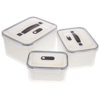 3бр контейнер за храна хладилник произвежда спестител за многократна употреба хладилник организатор пазител кошче с дренажна кошница