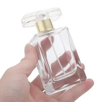 50ml / 1.69 oz Clear многократна парфюм бутилка преносим площад празен стъкло парфюм пулверизатор бутилка със спрей апликатор SN315