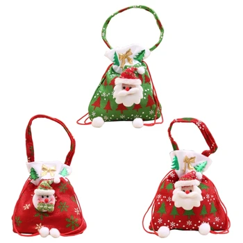 587C Санта Гуди чанта Коледа Giftbag пакет 3Pcs костюм Draw низ бонбони чанта дете лечение чанта празник чанта парти подпори