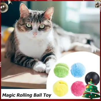 5pcs Интерактивни играчки Автоматично куче котка топки Не токсични автоматични играчки за домашни любимци Смешни играчки за търкаляне с 4 плюшени капачки за почистване на дома