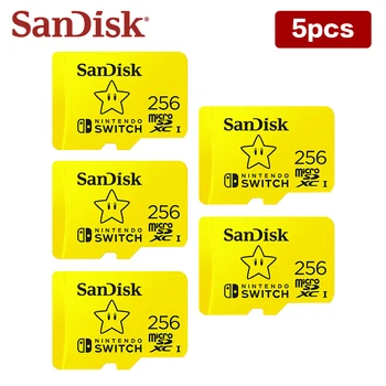 5pcs / партида 100% оригинална карта с памет SanDisk 128GB 256GB високоскоростна микро SD карта U3 4K Ultra HD за Nintendo Switch