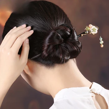 6pcs Древен стил прическа женски фиба дървена стъпка разклаща пискюл коса стик ханфу аксесоари декор жени момиче подарък