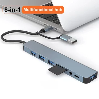 8 порт USB C HUB алуминиева сплав USB 3.0 мултипортов адаптер SD TF четец на карти Multi-Hub док сплитер за Huawei таблет мобилен телефон