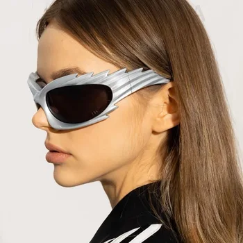 Brand Designer Cat Eye y2k слънчеви очила жени за мъже тенденция слънчеви очила мода реколта пънк уникален спорт колоездене извънгабаритни очила