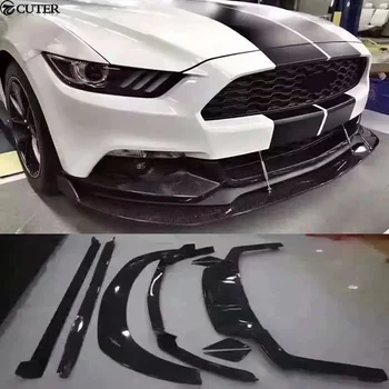 Carbon Fiber Car Body Kit Front Lip Rear Diffuser Lip Rear Side Skirts for Ford Mustang Henntop Style 15-17