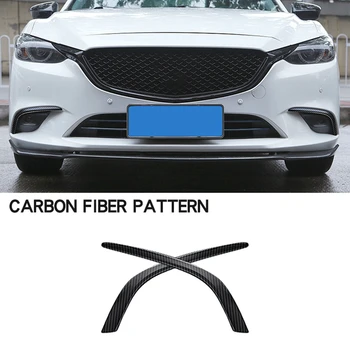 Carbon Fiber Car Front Fog Light Lamp Cover Trim Bumper Molding Garnish Eyebrow Eyelid For Mazda 6 Atenza M6 2017 2018