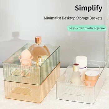 Clear Plastic Open-Top Storage Box - Организиране и съхранение на малки предмети, грим органайзер тава,контейнери за съхранение,Опаковка от 2