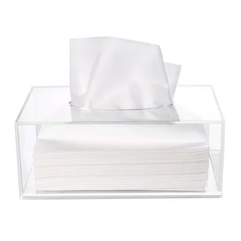 Clear акрилна тъкан кутия притежателя прост правоъгълна хартия салфетка Cointainer Oragnizer за кола дома край таблица