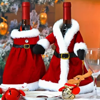 Creative Коледа бутилка вино комплект златно кадифе рокля вино бутилка покрива ръкав Санта снежен човек Коледа Нова година вечеря маса декор