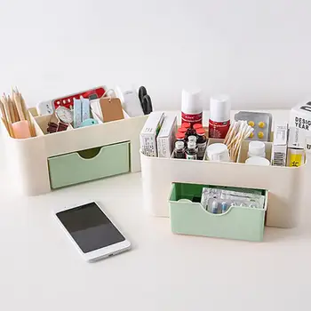 Desktop Organizer Чекмедже Пластмасови 6 решетка козметика кутия за съхранение канцеларски контейнер писалка притежателя Organizadores de Escritorio