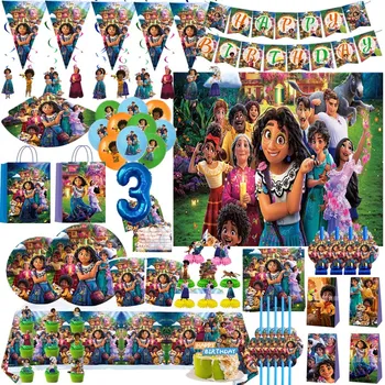 Disney Pixar Encanto Mirabel Консумативи за рожден ден Хартиени чинии за салфетки Чаши Балон банер за момиче момче бебе душ декорация