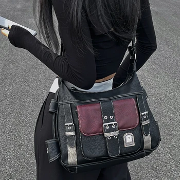 Girls Soft чанти Регулируема каишка PU кожена чанта за рамо Multi-Pocket Y2K пратеник чанта за пътуване пазаруване пътуване