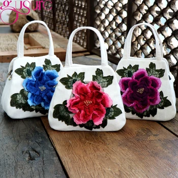 Gusure оригинален етнически стил платно бродирани жените рамо чанта купувач чанта чанта малка чанта и чанти за жени