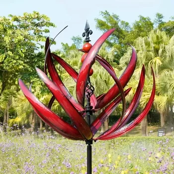 Harlow Wind Spinner Метална вятърна мелница 3D Вятърна кинетична скулптура Морава Метална вятърна слънчева спинери Двор и градински декор