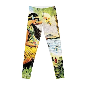 HAWAII : Винтидж Хонолулу Mid-Pacific Carnival Print Клинове Голф облекло Дамски чорапогащи Спорт за фитнес Дамски клинове
