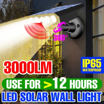 LED слънчева светлина PIR сензор за движение прожектори Външно водоустойчиво градинско осветление Проектор Улична лампа LED външни стенни светлини