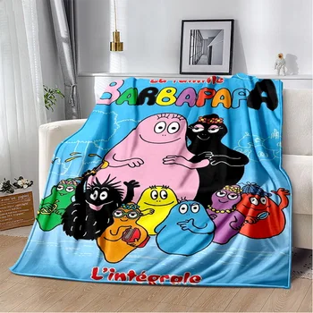 Les Barbapapa Family Anime Cartoon Blanket,Soft Throw Blanket for Home Bedroom Bed Sofa Picnic Travel Office Cover Blanket Kids