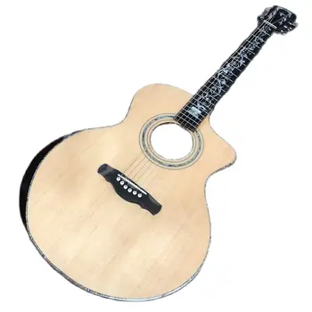 Lvybest Custom 39 инчов твърд смърч отгоре Rosewood Back Side Zero Frets Life Tree Inlay акустична китара