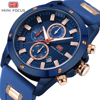 MINI FOCUS Мъжки ръчен часовник Кварцов часовник Мъже Водоустойчив военен спорт Часовници Мъже Луксозна марка Мъжки часовник Relogio Masculino Blue