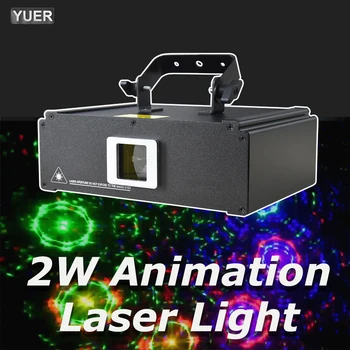 NEW YUER 2W 5IN1 RGB анимация 3D лъч етап лазерни светлини проектор DJ дискотека бар клуб ефект парти танц сватба Коледа шоу лампа