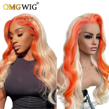 Orange Body Wave 13x6 Full Lace Frontal Wig Human Hair 613 Pre Plucked HD Lace Front Wigs For Black Women Бразилски перуки Remy