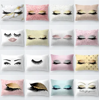 Pink Golden Lash Out Soft Velvet Cushion Cover 30x50cm Marble Pillow Cover Bedroom Sofa Decoration Pillow Cases