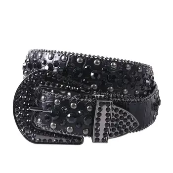 Punk Dark Diamond колани за мъже мода кристал шипове аксесоари PU кожа талията удобни Cinto каубой каубойка за дънки