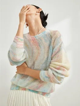 Star Water Diamond Fantasy Print Деликатен пуловер Mahi Дамски 2023 пролетен връх градиент игла