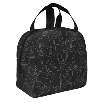 The People Line Art Обяд Bento чанти Преносимо алуминиево фолио удебелено термо кърпа обяд чанта за момчета и момичета
