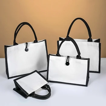 Travel многофункционални бели чанти от юта случайни жени пазарска чанта голям капацитет парти подаръци опаковка чанта 37 * 27 см 32 * 22 см