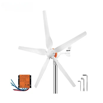 VEVOR Генератор на вятърни турбини 300W 400W 500W с MPPT / контролер за зареждане Вятърна мелница RV Яхтена ферма Малък вятърен генератор Домашна употреба