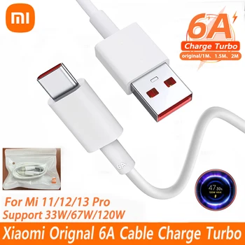 Xiaomi Оригинален 6A USB тип C кабел Turbo Charge 120W кабел за бързо зареждане на данни за Mi 13 12 11 Pro Poco F5 Redmi Note 12 K60 Pad6