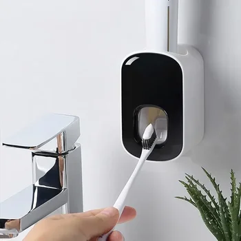  Автоматичен дозатор за паста за зъби Прахоустойчив държач за четка за зъби Стойка за стена Начало Комплект аксесоари за баня