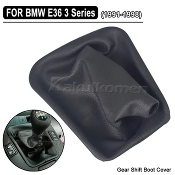 Автомобилна скоростна пръчка Ръчна обувка за смяна черна кожена обувка пластмасова рамка за BMW E30 E36 E39 E46 E81 E82 E87 E88 E90 E91 E92 E93