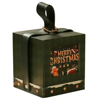 Весела Коледа хартиени кутии Лечение кутии за бонбони бисквитка ябълки кутия Нова година коледна украса подарък кутия чанта