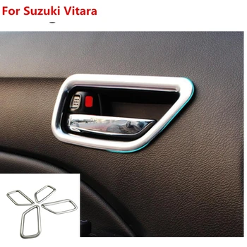 Високо качество за Suzuki Vitara 2016 2017 кола тяло стайлинг стик тапицерия ABS хромирана врата вътрешна вградена дръжка купа рамка лампа 4бр