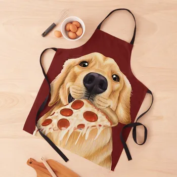 Голдън ретривър яде пица - куче с парче пица Престилка Персонализирана престилка Жена Кухненски престилки