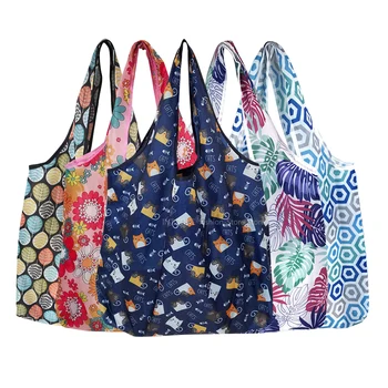 Голяма сгъваема пазарска чанта за многократна употреба Еко чанта за плодови пикник Пакет за хранителни стоки Плажни чанти за съхранение на играчки Жена Tote рамо торбичка