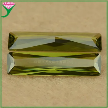гореща продажба 3x7 ~ 5X30mm Loose маслинено зелен цвят кубичен циркон камък удължен правоъгълник форма нарязани CZ Перидот скъпоценни камъни мъниста за бижута