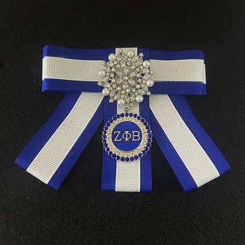 Гръцко сестринство синьо и бяло панделка панделка брошка дамски подарък бижута